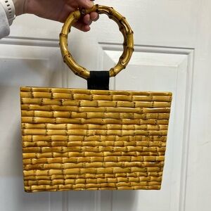 Bamboo Handle Tan bamboo bag